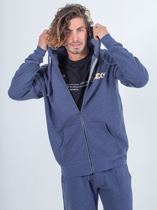 Softie Zip-Up Hoodie in Heather Navy