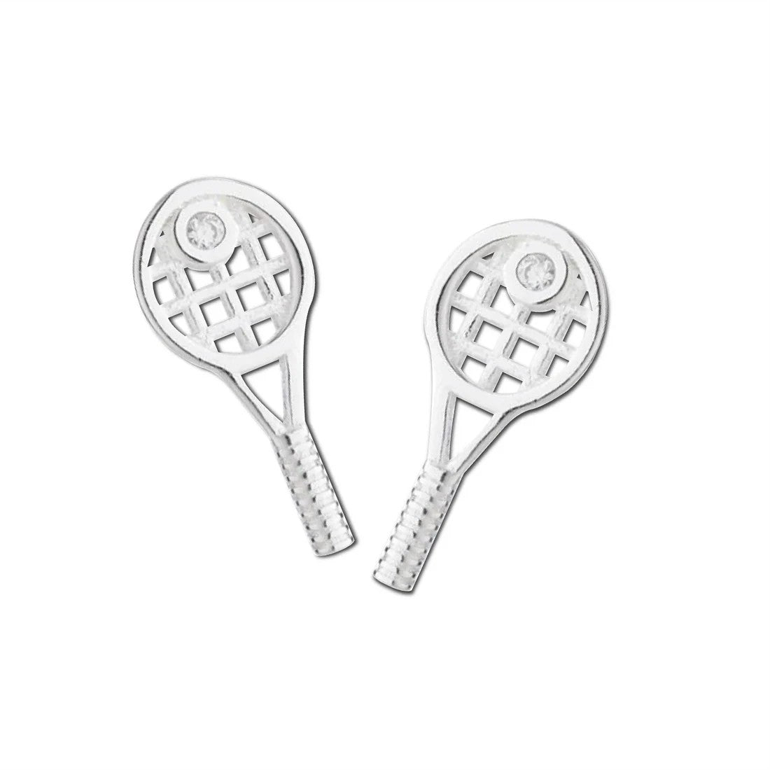 Tennis Racquet Earrings Silver