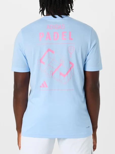 Adidas Men's Fall Padel Logo T-Shirt Blue Small