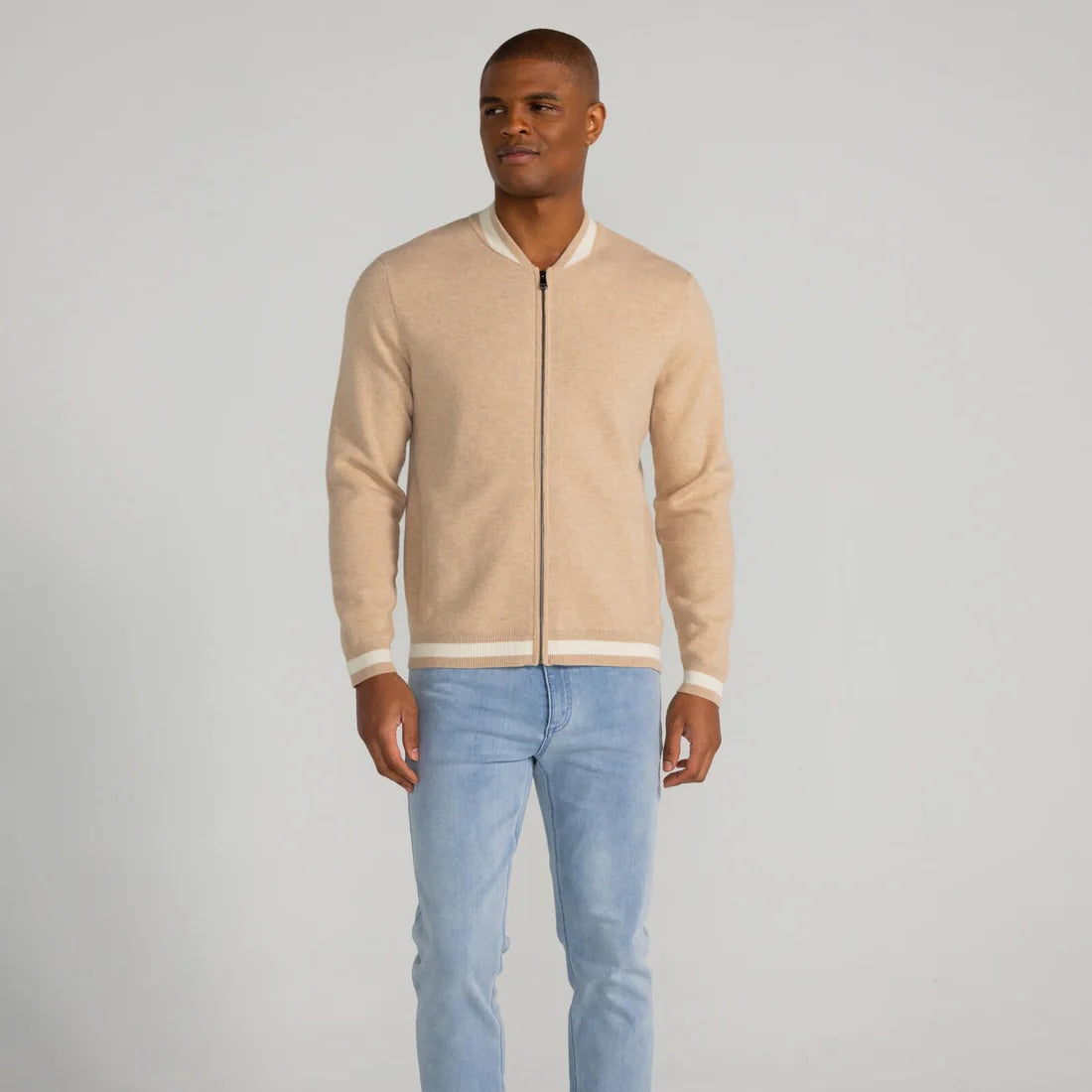 Redvanly Crestwell Bomber in Pale Khaki Medium