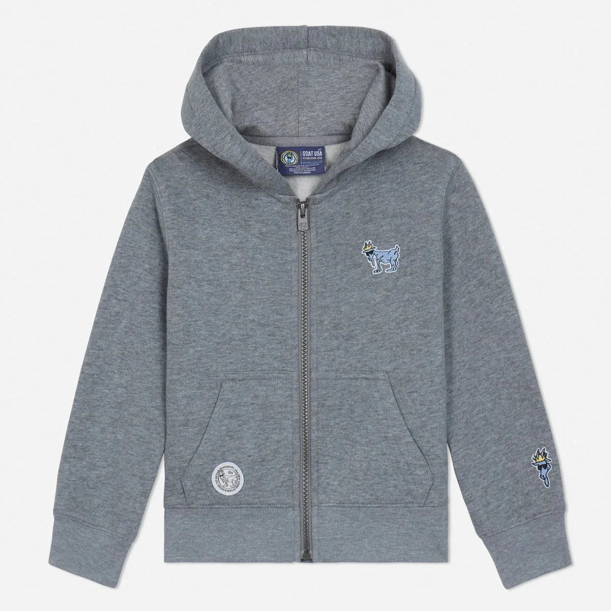 GOAT USA Full-Zip Hooded Sweatshirt - Navy, Grey
