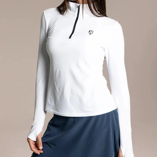 J.Pritchard Women's Regatta 1/4 Zip - Pure Black/Clubhouse White