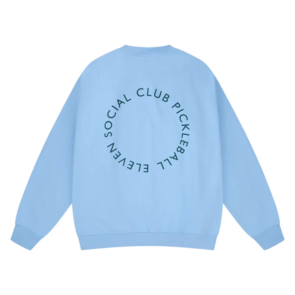 Eleven Social Club - The Courtside Crewneck - Light Blue/Navy/White