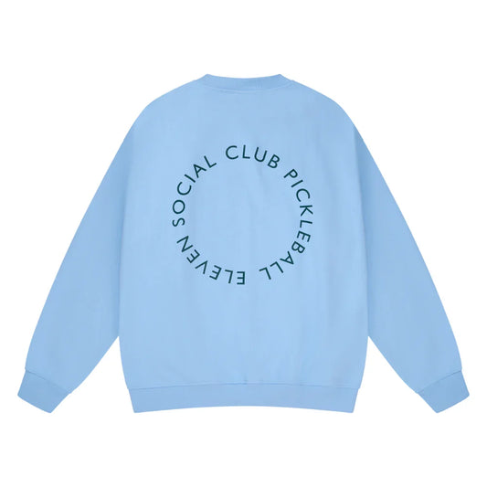 Eleven Social Club - The Courtside Crewneck - Light Blue/Navy/White