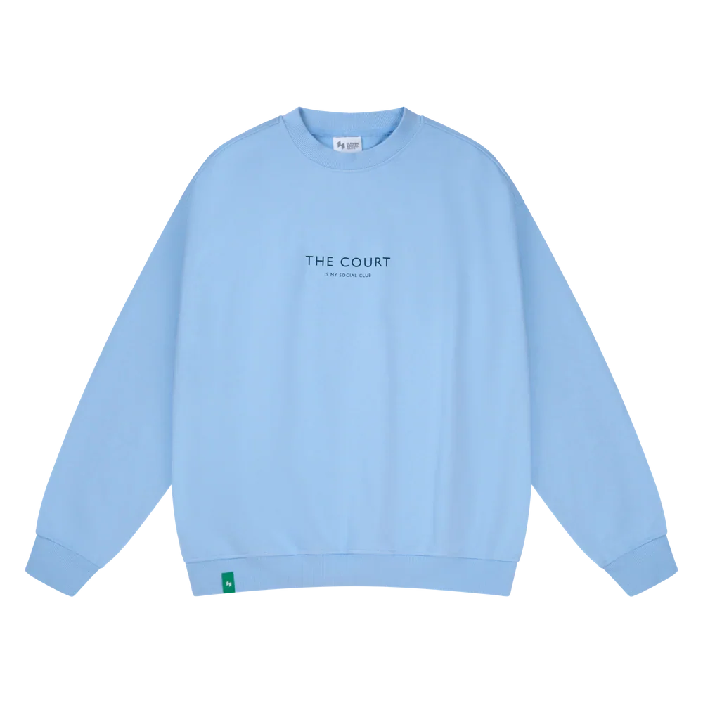 Eleven Social Club - The Courtside Crewneck - Light Blue/Navy/White