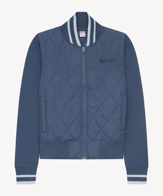 Boast Quilted Varsity Bomber Navy