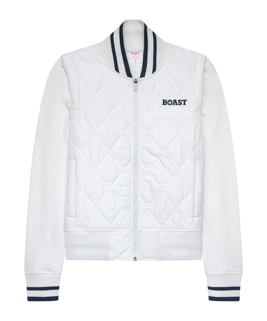 Boast Quilted Varsity Bomber White