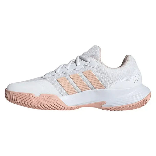 adidas Women's GameCourt 2 Tennis Shoes Core White and Pink
