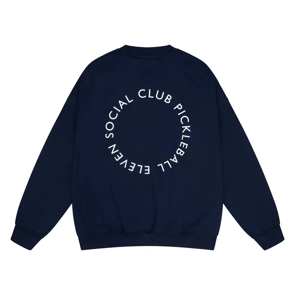 Eleven Social Club - The Courtside Crewneck - Light Blue/Navy/White