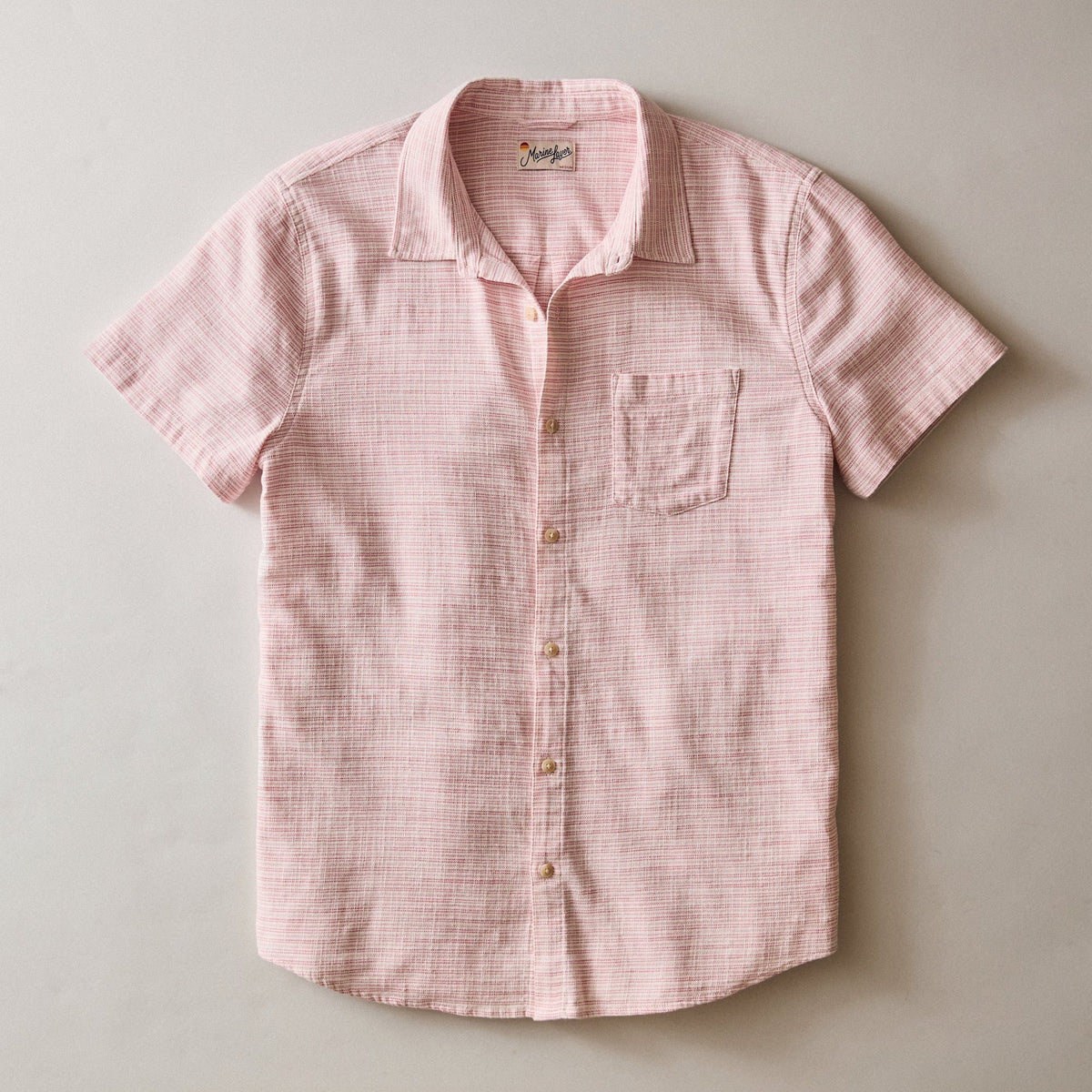 Marine Layer Stretch Selvage Short Sleeve Shirt - Pink or Aqua