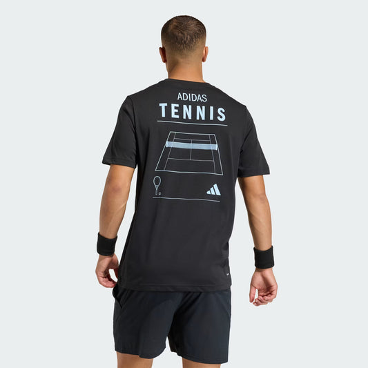adidas Men's Category Graphic Tennis Tee | Black - Blue - Orange - White