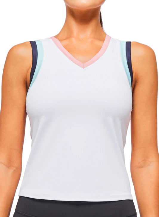 Baseline V-Neck Top White/Cool Multi