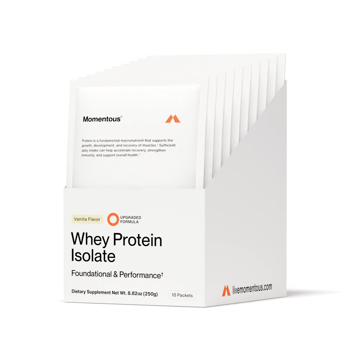 Momentous Whey Protein Isolate 10-Travel Packs Vanilla