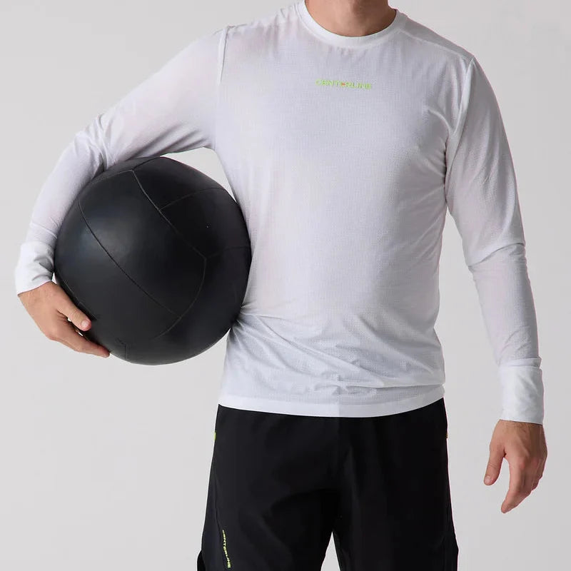 Centerline Athletics AirLite™ Men's Long Sleeve _ Coral/White/Blue Lagoon/Midnight Dusk