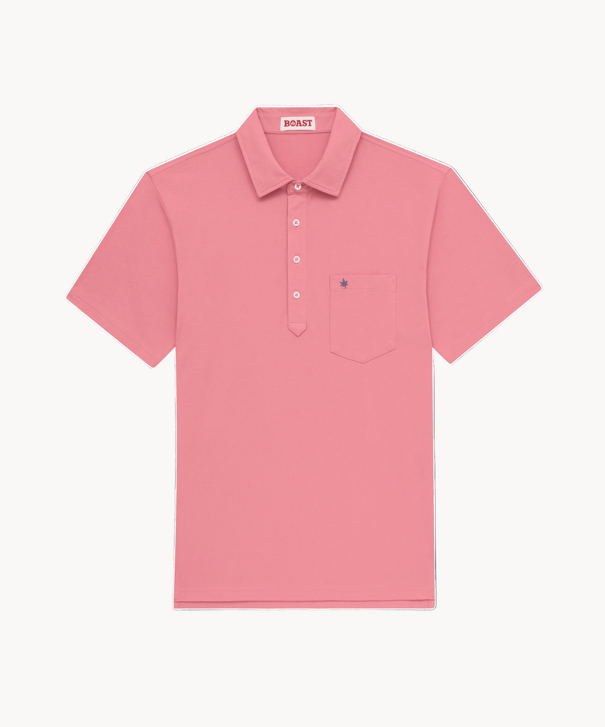 BOAST polo shirt in nantucket red with a brand logo on a white background