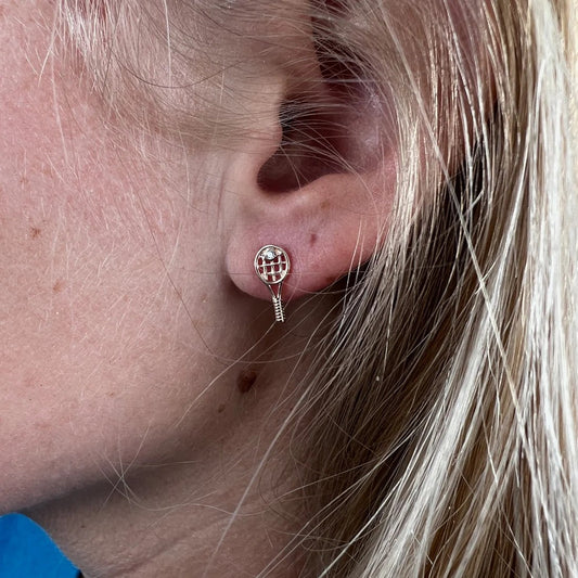 Tennis Racquet Earrings Rose Gold