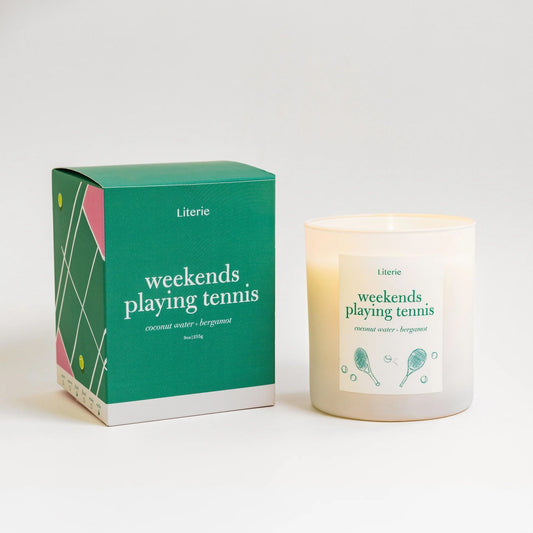 Literie Weekends are for playing tennis candle Regular