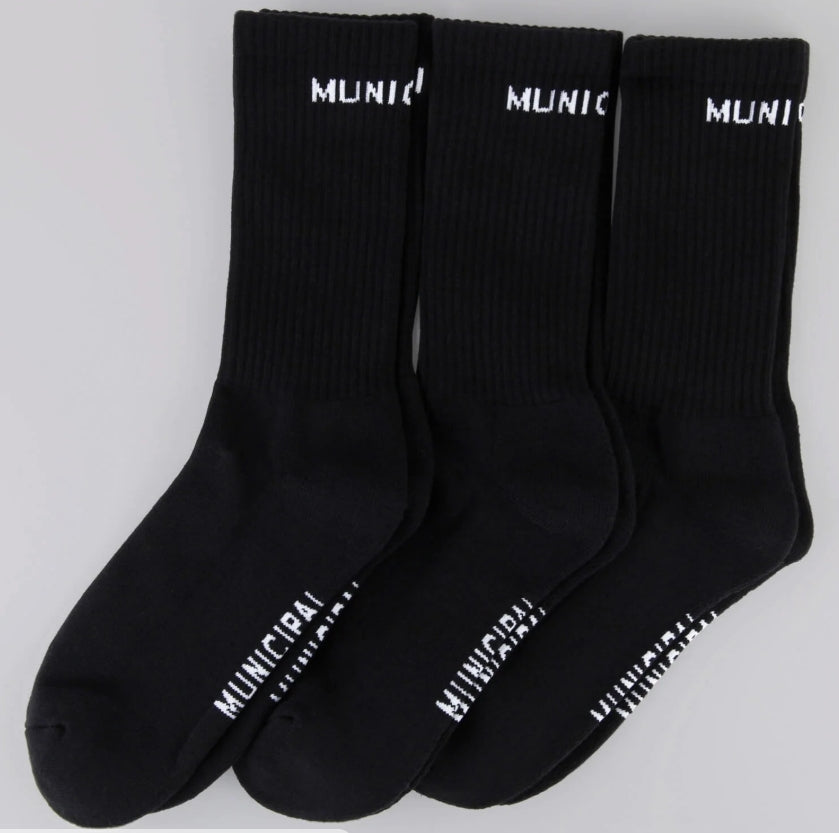 Municipal Training Camp Socks 3 Pack - Black/White OSFS (6-8)