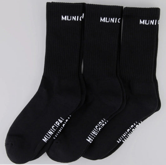 Municipal Training Camp Socks 3 Pack - Black/White OSFS (6-8)