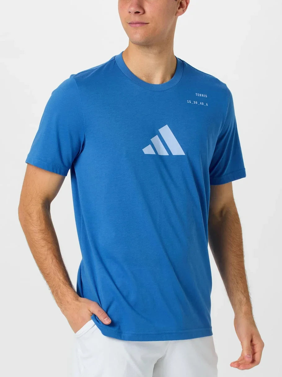 adidas Men's Category Graphic Tennis Tee | Black - Blue - Orange - White