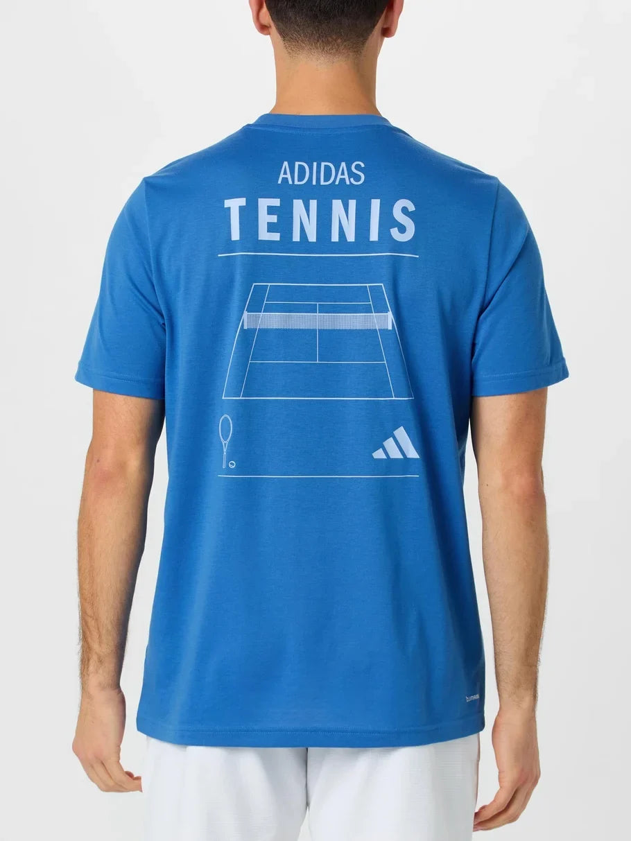adidas Men's Category Graphic Tennis Tee | Black - Blue - Orange - White