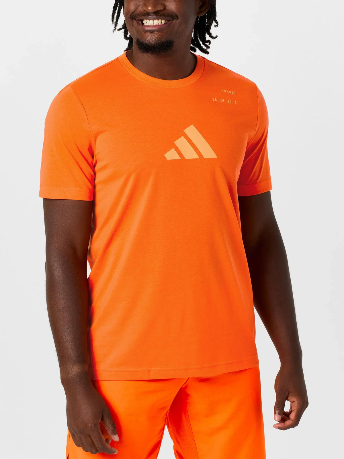 adidas Men's Category Graphic Tennis Tee | Black - Blue - Orange - White