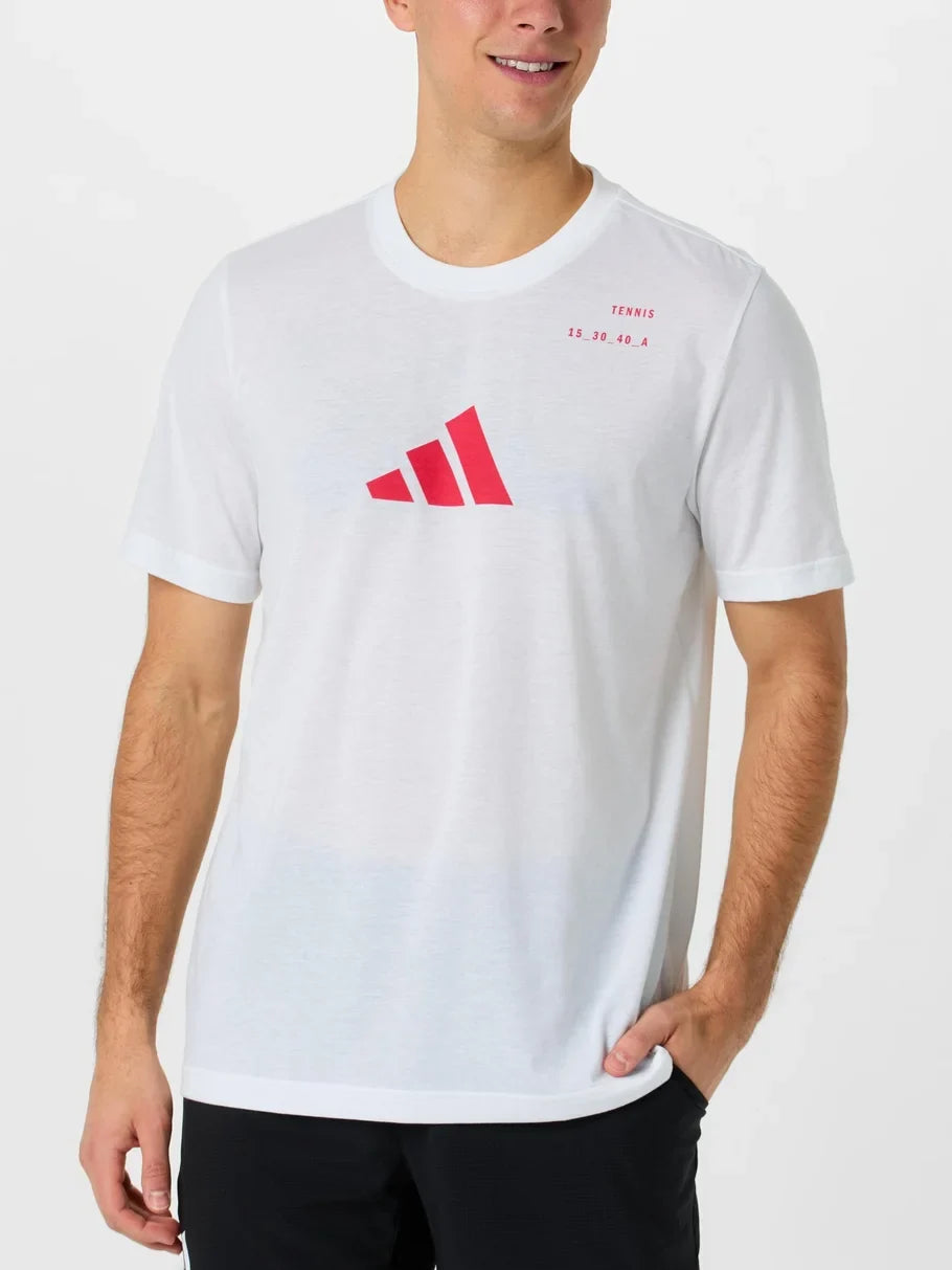 adidas Men's Category Graphic Tennis Tee | Black - Blue - Orange - White